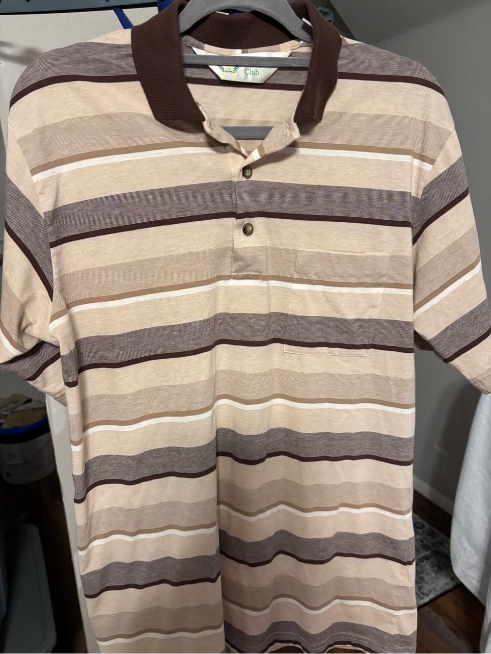 Palmland Club Striped Polo Shirt in Beige and Brown